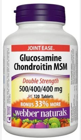 Webber Naturals Glucosamine Chondroitin MSM Double Strength 500/400/400 mg 120 Tablets