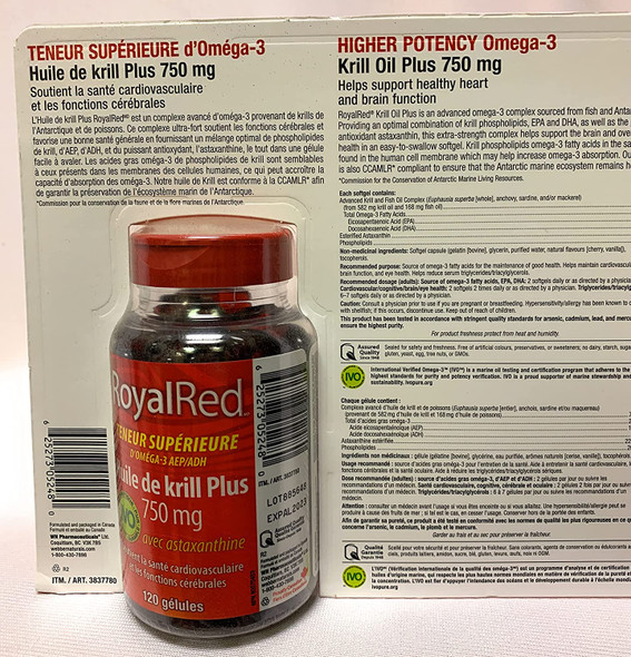 Webber naturals RoyalRed Krill Oil Plus 750 mg with Astaxanthin 120 softgels