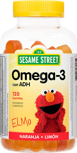 Sesame Street Omega 3 Gummies for Kids 2 88 mg Total Fish Oil per Gummy 4 Month Supply No Fishy Aftertaste Free of Dairy Gelatin Peanut  Gluten Brain  Eye Support 120 Gummies with EPA  DHA