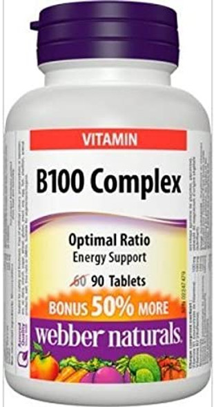 Webber Naturals B100 Complex 100Mg Of B Vitamins Bonus Size 6030 Tablets