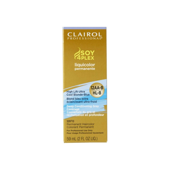 Clairol Professional 12AA-B/HL-B High Lift Ultra Cool Blonde Blue LiquiColor Permanent Hair Color, 2 oz