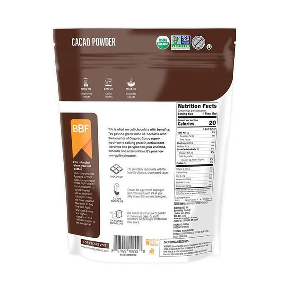 BetterBody Foods Organic Cacao Powder 453 g