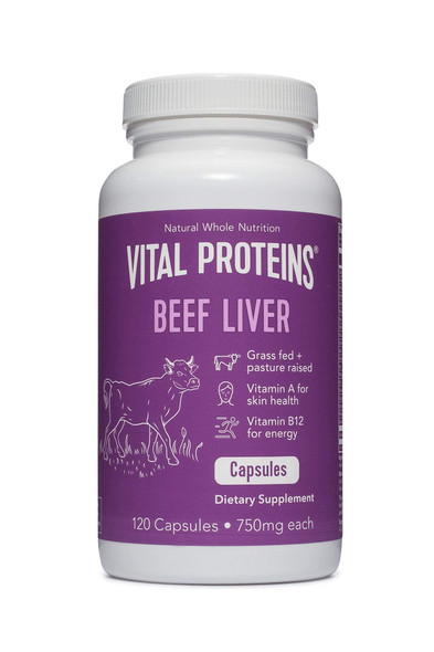 Grass-Fed Desiccated Beef Liver Pills - Vital Proteins (120 Capsules, 750Mg Each)