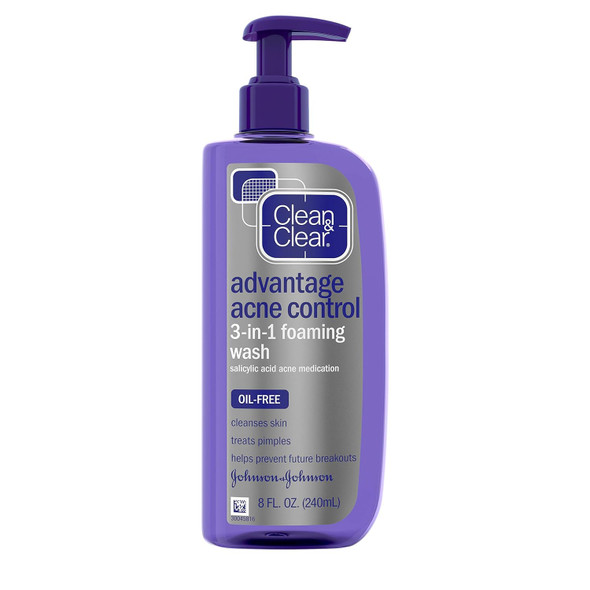 Clean & Clear Advantage Acne Control 3-In-1 Foaming Wash, 8 Oz