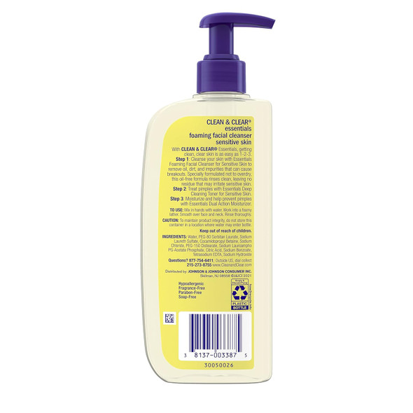 Clean & Clear Foaming Facial Cleanser Sensitive Skin 8 Oz