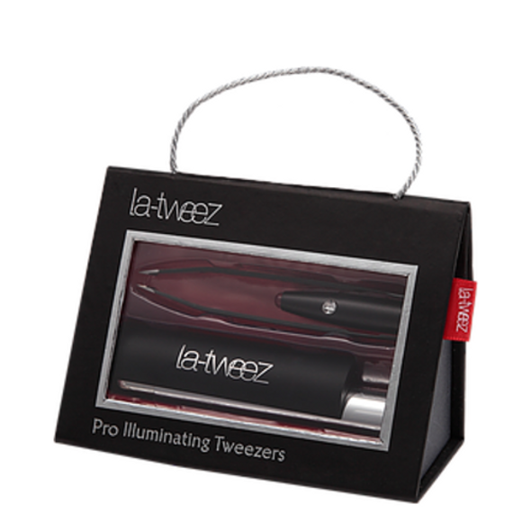 Black Pro Illuminating Tweezers with Lipstick Case and Triangle Box
1 set