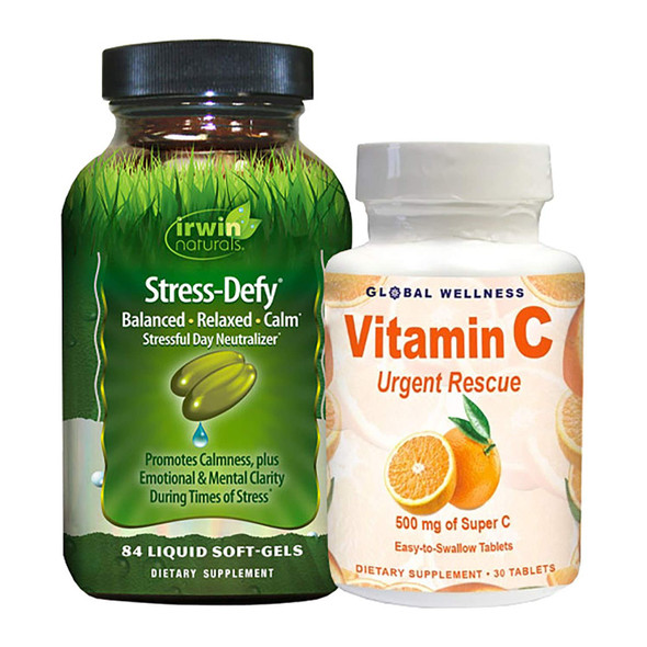 IRWIN NATURALS Stress-Defy 84ct + Vitamin C 30ct Bonus Pack