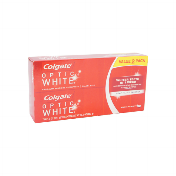 Colgate Optic White Anticavity Fluoride Toothpaste, Sparkling Mint 5 oz, 2 ea