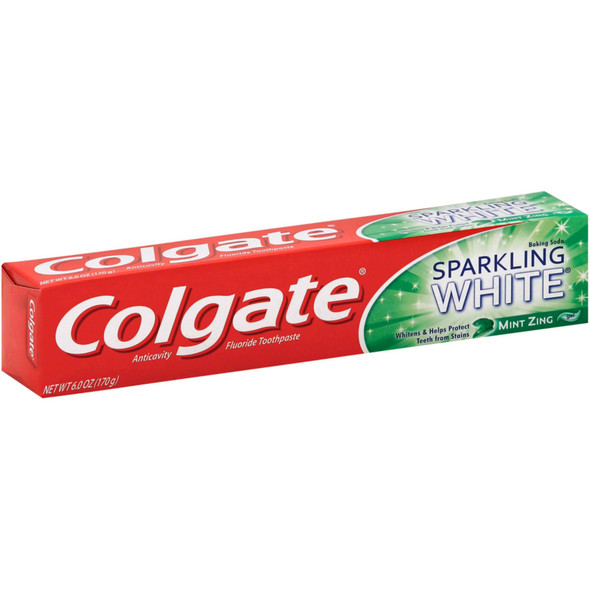 Colgate Sparkling White Baking Soda Anticavity Fluoride Toothpaste, Mint Zing 6 oz