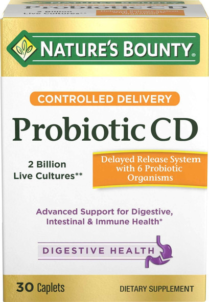 Nature's Bounty Controlled Delivery Probiotic CD Caplets 30 ea (Pack of 2)
