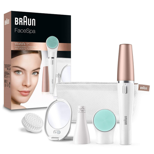 Braun FaceSpa 851V 3-in-1 Face Epilator/Epilation for Face Hair Removal and Cleansing Brush System