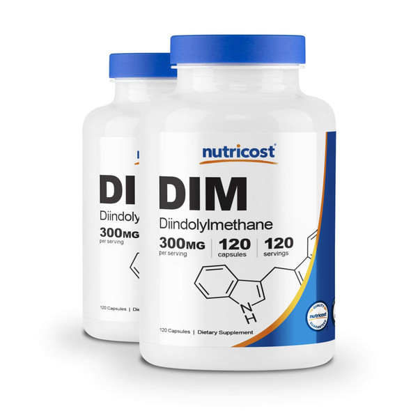 Nutricost DIM (Diindolylmethane) 300mg, 120 Capsules with BioPerine (2 Bottles)
