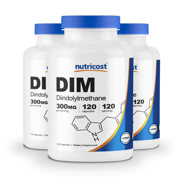 Nutricost DIM (Diindolylmethane) 300mg, 120 Capsules with BioPerine (3 Bottles)