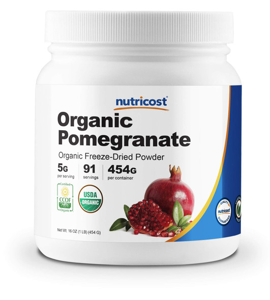 Nutricost Organic Pomegranate Powder 1 LB - USDA Certified Organic Freeze-Dried Pomegranate Powder (16 oz)