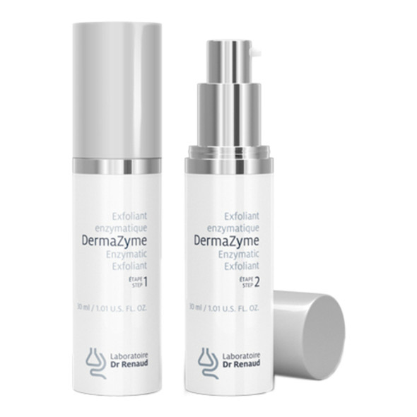 DermaZyme 2Step STEP 01 Keratolytic enzyme cocktail Fruit acid cocktail STEP 02 V02 Technology Purisoft Tasmanian pepper 2 x 30 ml / 1 fl oz