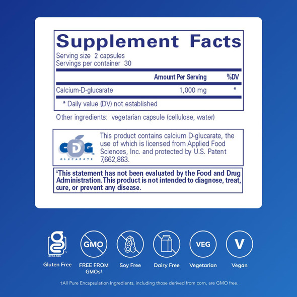 Pure Encapsulations Calcium-D-Glucarate 60 Capsules
