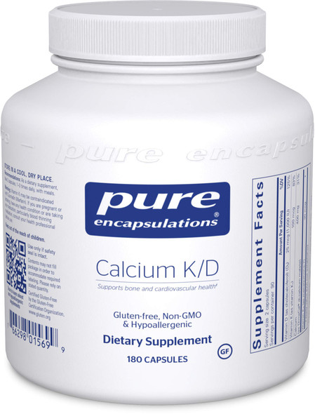 Pure Encapsulations Calcium K/D | Supplement for Bone Strength, Immune System, Colon, and Cardiovascular Health | 180 Capsules