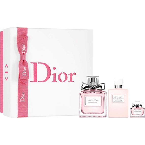 Christian Dior Miss Dior Blooming Bouquet For Women 3 Piece Set 3.4 Oz Eau De Toilette Spray  2.5 Oz Moisturizing Body Milk  5 Ml Mini