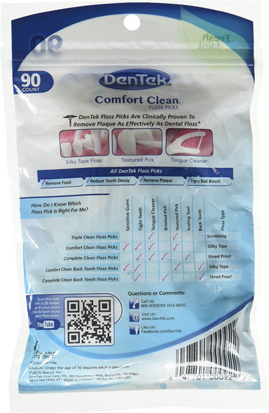 DenTek Comfort Clean Silk Floss Picks Fresh Mint 90 Count