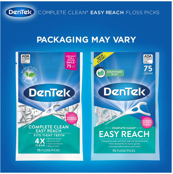 DenTek Complete Clean Floss Picks  Removes Food  Plaque  75 Count