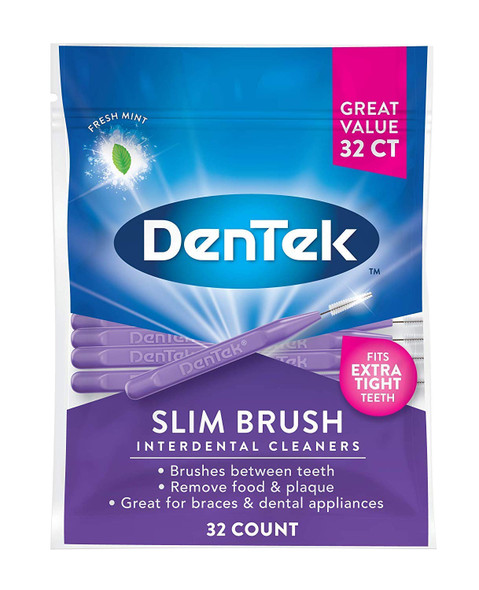 DenTek Slim Brush Interdental Cleaners 32 Count Pack of 2