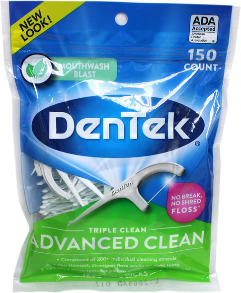 DenTek Triple Clean Floss Picks Mouthwash Blast 150 ea Pack of 4
