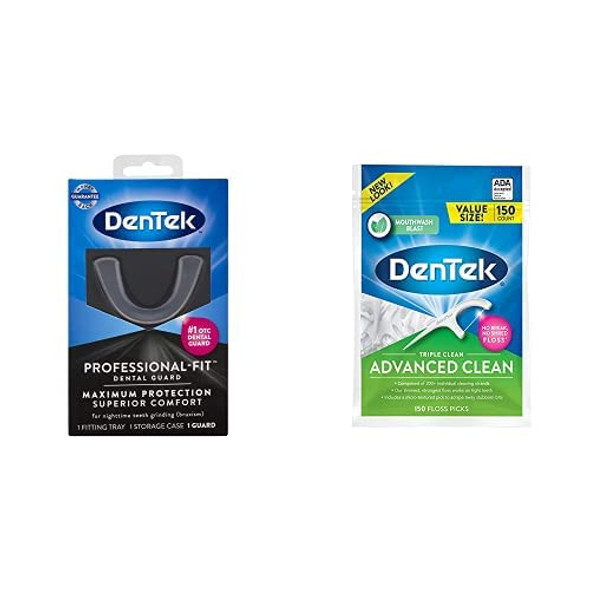 DenTek ProfessionalFit Maximum Protection Dental Guard  DenTek Triple Clean Advanced Clean Floss Picks 150 Count