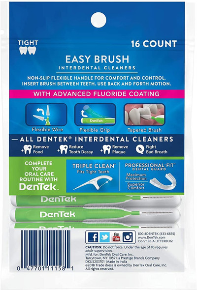 Dentek Easy Brush Fresh Mint Extra Tight Interdental Cleaners  16 CT