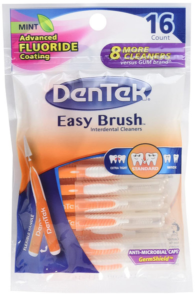 DenTek Easy Brush Dental Cleaners Standard 16 Count Pack of 6