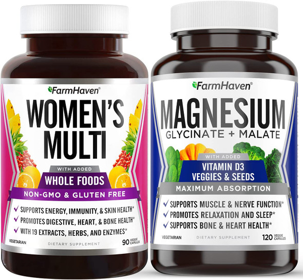 FarmHaven Bundle  Multivitamin for Women and Magnesium Glycinate  Malate Complex