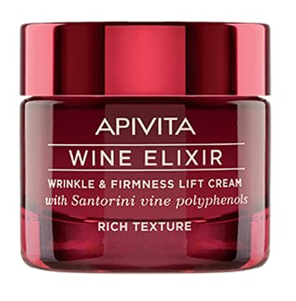 APIVITA Wine Elixir Wrinkle  Firmness Lift Cream Rich Texture 1.75 fl.oz.  Anti Aging Lotion to Reduce Wrinkles and Firm Skin