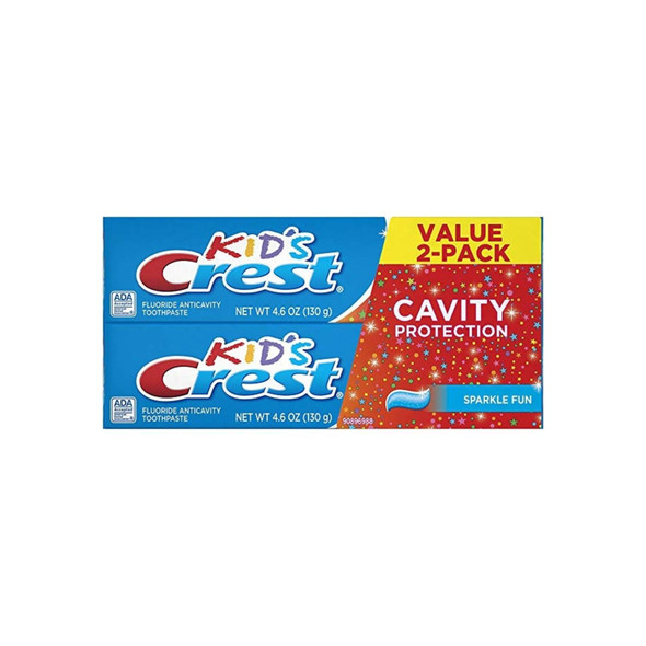 Crest 2-Pack Cavity Protection Toothpaste for Kids, Sparkle Fun Flavor, 4.6 oz