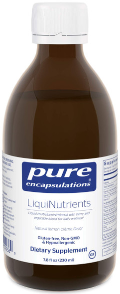 Pure Encapsulations - LiquiNutrients - Liquid Multivitamin/Mineral Complex Enhanced with Organic Fruits and Vegetables for Daily Wellness - 7.8 fl. oz. - Natural Lemon Crème Flavor