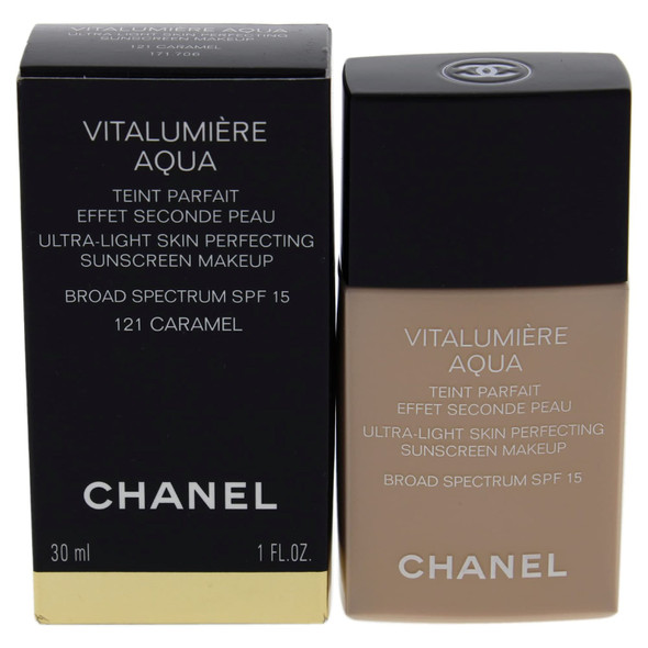 Chanel Vitalumiere Aqua Ultra Light Skin Perfecting Make Up SPF 15121 Caramel Women Foundation 1 oz