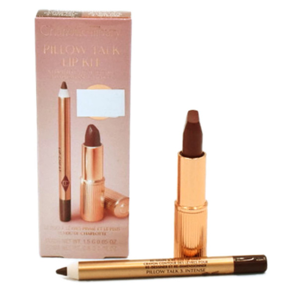 Charlotte Tilbury Mini Pillow Talk Duo Lip Kit Pillow Talk Intense  Travel Size Lip Makeup Set Mini Lip Cheat Lip Liner and Mini Matte Revolution Lipstick Long Lasting