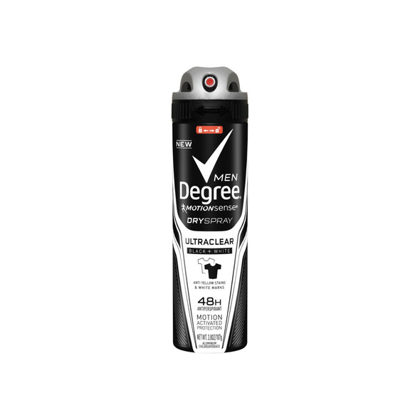 Degree Ultraclear Men Antiperspirant Dry Spray, Black/White 3.8 oz