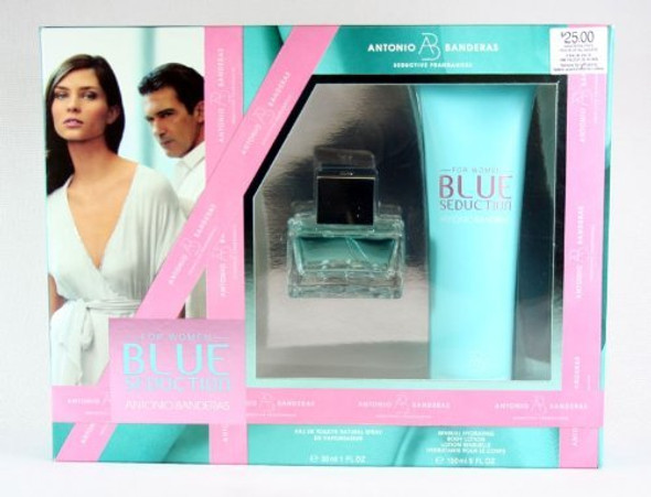 Antonio Banderas Blue Seduction For Women Set  1 oz EDT Spray and 5 oz Sensual Body Lotion
