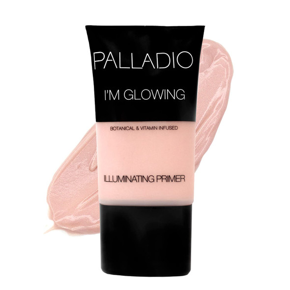 Palladio Im Glowing Illuminating Primer Pearly Pink Makeup Primer for Face Contains Aloe Vera Grape Seed Oil Green Tea Brightens Complexion Combats Wrinkles Fine Lines  Pores