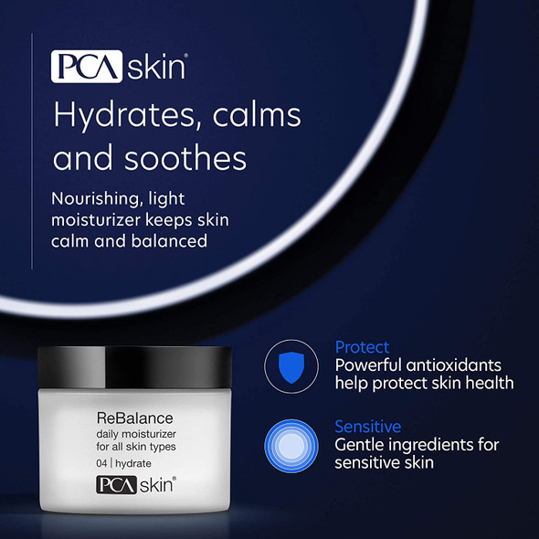 PCA SKIN ReBalance Daily Face Moisturizer  Moisturizing Facial Cream with Antioxidants  Hydrating Niacinamide for Normal / Sensitive Skin 1.7 oz