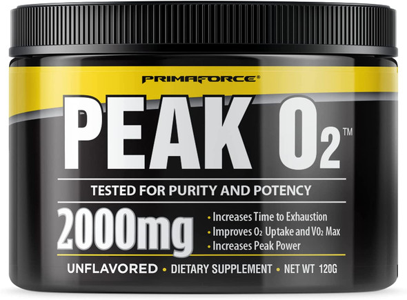 PrimaForce Peak O2 Workout Supplement 120 grams  Proprietary Blend NonGMO Vegan and Gluten Free
