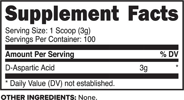 PrimaForce DAspartic Acid 300 Grams 100 Servings Unflavored Vegetarian NonGMO