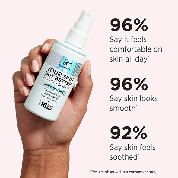 IT Cosmetics Your Skin But Better Setting Spray  Protects Makeup Controls Shine Provides Hydration  16Hour Hold  With Hyaluronic Acid Coconut Water  Aloe Vera  1.0 fl oz