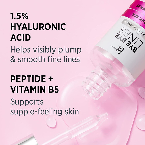 IT Cosmetics Bye Bye Lines 1.5 Hyaluronic Acid Serum  Visibly Plumps Skin  Smooths Fine Lines In 2 Weeks  With Peptide  Vitamin B5  For All Skin Types  Vegan Formula  1 fl oz