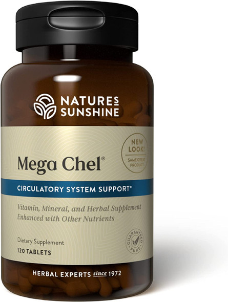 Natures Sunshine MegaChel 120 Tablets Complete Vitamin with Powerful Antioxidants Herbs Vitamins Minerals and Amino Acids That Support The Circulatory System