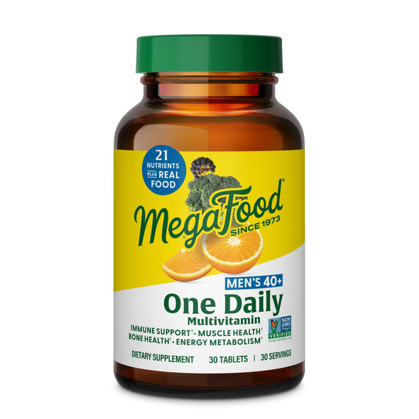 MegaFood Men's 40+ One Daily Multivitamin for Men with Vitamin B Vitamin D3 Selenium Zinc and  Real Food Immune Support Energy Metabolism and Muscle and  Bone Health Non GMO Vegetarian 30 Tabs MegaFood Men's 40+ One Daily Multivitamin for Men with Vitamin B Vitamin D3 Selenium Zinc and  Real Food Immune Support Energy Metabolism and Muscle and  Bone Health Non GMO Vegetarian 30 Tabs