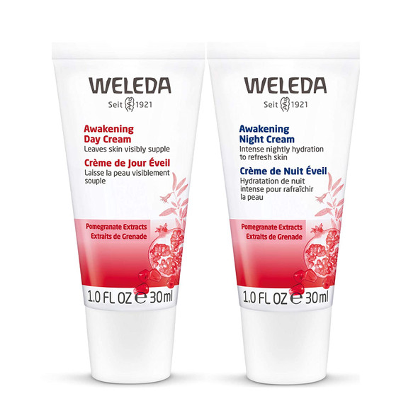 Weleda Awakening Day and Night Face Cream Set 1 Fluid Ounce Pack of 2 Plant Rich Moisturizer with Pomegranate Extract and Argan Oils