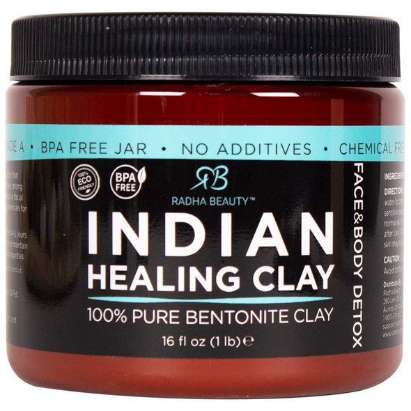 Radha Beauty Indian Healing Clay 1 lb.  100 Natural Bentonite Clay Deep Pore Cleanser Facial  Body Mask