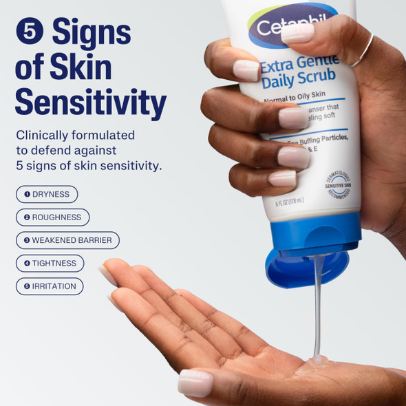 Exfoliating Face Wash, Extra Gentle Daily Face Scrub, Gently Exfoliates & Cleanses, For All Skin Types, Non-Irritating & Hypoallergenic, Suitable For Sensitive Skin, 6 Fl Oz, Pack of 2