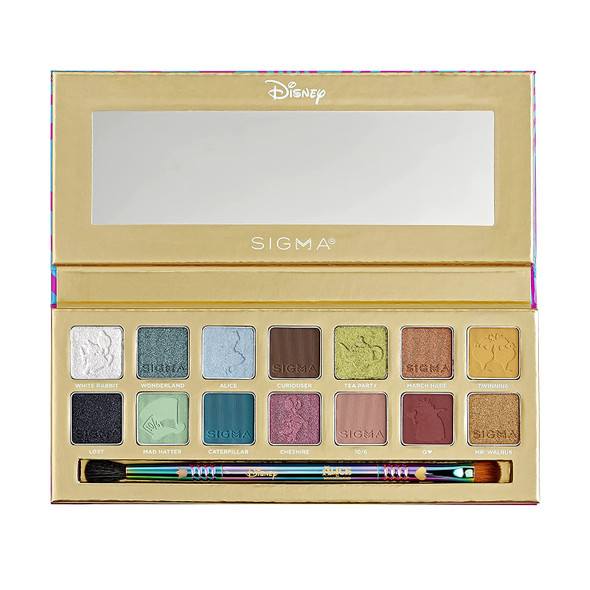 Sigma Beauty and Disney Eyeshadow Palette  Alice in Wonderland Eyeshadow Palette with 14 Hues  Matte Shimmer and Metallic Eyeshadow Finishes  Highly Pigmented Eye Makeup Palette with Mirror