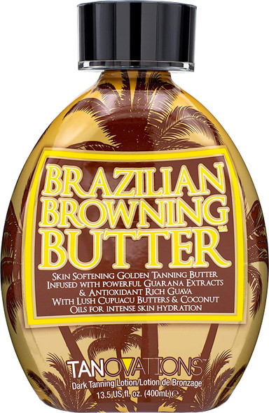 Ed Hardy Brazilian Browning Butter Dark Tanning Lotion  Skin Softening Golden Tanning Butter with Cupuacu Butters  Coconut Oils for Intense Skin Hydration 13.5 oz.